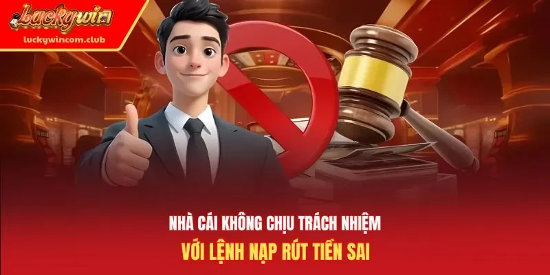Nhà cái không chịu trách nhiệm với lệnh nạp rút tiền sai